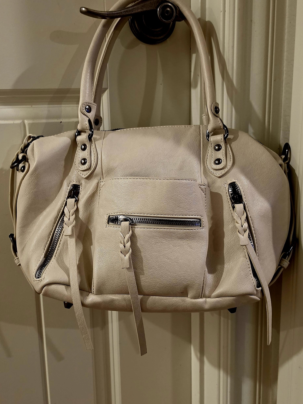 FP Emerson Dupe Soft , Slouchy Faux Leather Satchel Handbag — Creamy Ivory